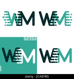 WM letters logo with accent speed green and dark green Stock Vector
