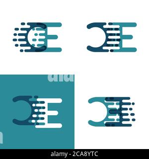 CE letters logo with accent speed in light green and dark blue Stock Vector