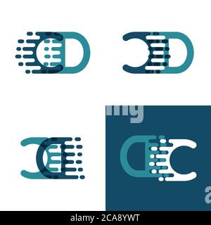 CD letters logo with accent speed in light green and dark blue Stock Vector