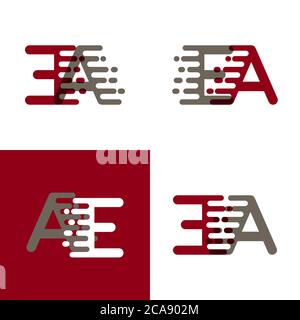 EA letters logo with accent speed in drak red and gray Stock Vector