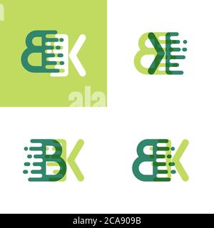 BK letters logo with accent speed in light green and dark green Stock Vector