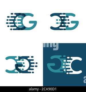 CG letters logo with accent speed in light green and dark blue Stock Vector