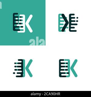 IK letters logo with accent speed in light green and dark green Stock Vector