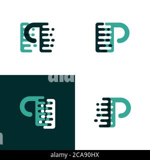 IP letters logo with accent speed in light green and dark green Stock Vector