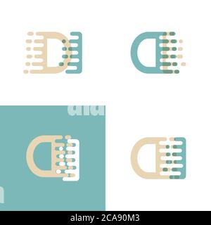 DI letters logo with accent speed in cream and pastel green Stock Vector