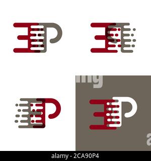 EP letters logo with accent speed in drak red and gray Stock Vector