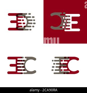 EC letters logo with accent speed in drak red and gray Stock Vector