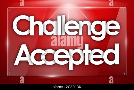 challenge accepted word in transparent glass shapes Stock Photo