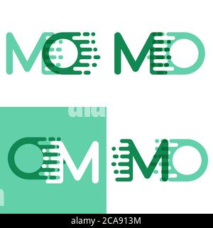 MO letters logo with accent speed in light green and dark green Stock Vector