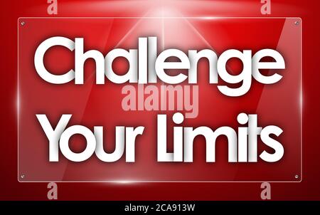 Challenge Your Limits word in transparent glass shapes Stock Photo