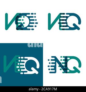 NQ letters logo with accent speed in green and dark purple Stock Vector