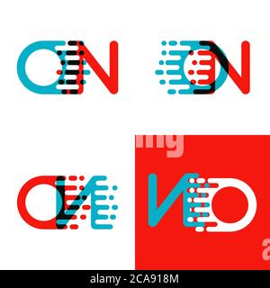 ON letters logo with accent speed in red and blue Stock Vector