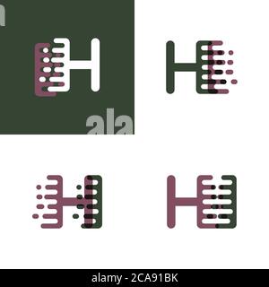 HI letters logo with accent speed in purple and dark green Stock Vector