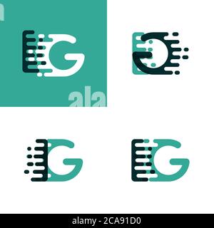 IG letters logo with accent speed in light green and dark green Stock Vector