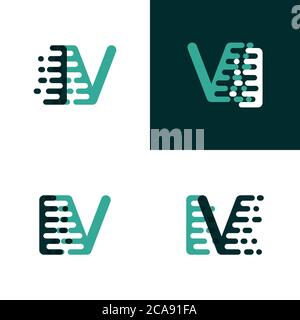 IV letters logo with accent speed in light green and dark green Stock Vector