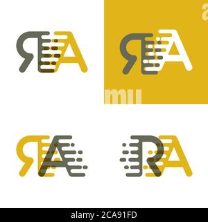 RA letters logo with accent speed in brown and dark yellow Stock Vector