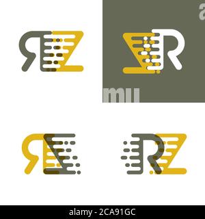 RZ letters logo with accent speed in brown and dark yellow Stock Vector