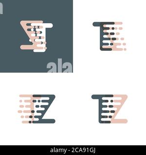 TZ letters logo with accent speed pink and gray Stock Vector