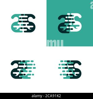 SS letters logo with accent speed in light green and dark green Stock Vector