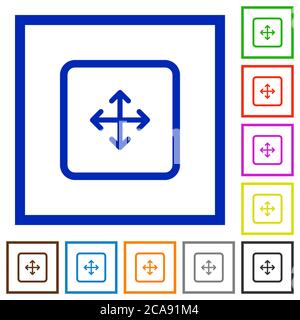 Drag object flat color icons in square frames on white background Stock Vector