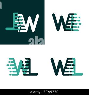 WL letters logo with accent speed green and dark green Stock Vector