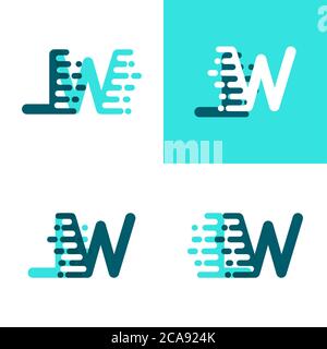 LW letters logo with accent speed in light green and dark green Stock Vector