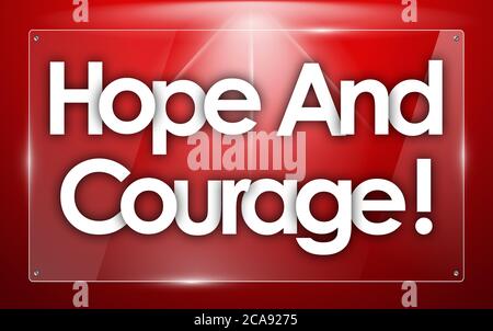 hope and courage word in transparent glass shapes Stock Photo