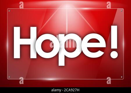 hope word in transparent glass shapes Stock Photo