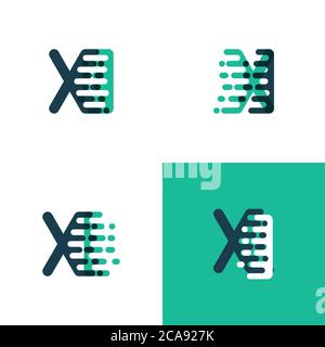 XI letters logo with accent speed green and blue Stock Vector