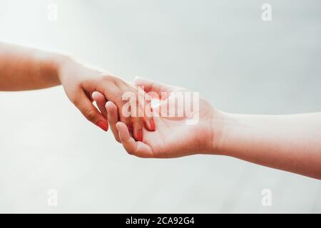 closeup of two hands held Stock Photo