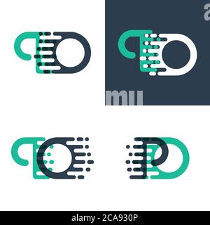 PO letters logo with accent speed in green and dark blue Stock Vector