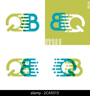 QB letters logo with accent speed in blue and light green Stock Vector