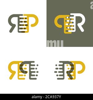 RP letters logo with accent speed in brown and dark yellow Stock Vector