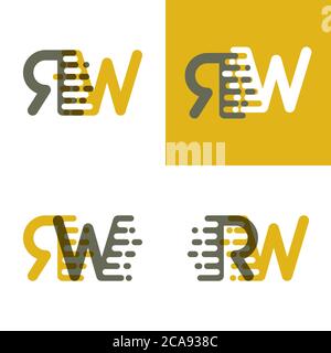 RW letters logo with accent speed in brown and dark yellow Stock Vector