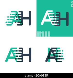 AH letters logo with accent speed in tosca green and dark blue Stock Vector