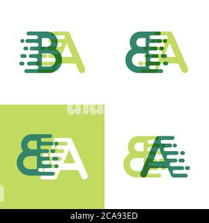 BA letters logo with accent speed in light green and dark green Stock Vector