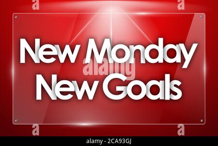 New Monday New goals word in transparent glass shapes Stock Photo