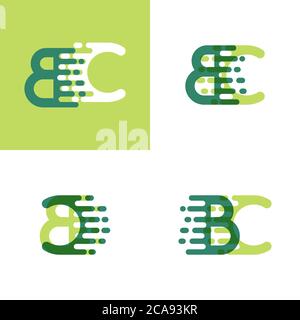 BC letters logo with accent speed in light green and dark green Stock Vector