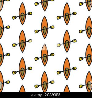 kayak seamless doodle pattern, vector illustration Stock Vector