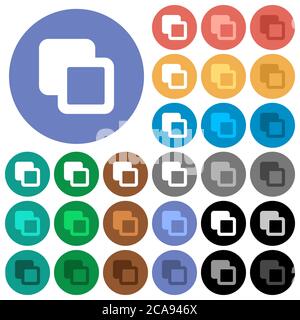 Subtract shapes multi colored flat icons on round backgrounds. Included white, light and dark icon variations for hover and active status effects, and Stock Vector