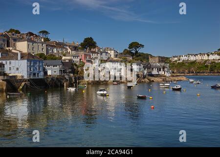 The riverside village of Polruan, in the mouth of the River Fowey, near the town of Fowey, southern Cornwall, England, United Kingdom, Europe Stock Photo