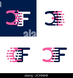 FC letters logo with accent speed in pink and drak purple Stock Vector