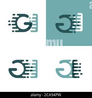 GI letters logo with accent speed in gray and dark green Stock Vector
