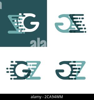 GZ letters logo with accent speed in gray and dark green Stock Vector