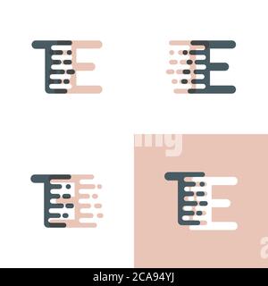 TE letters logo with accent speed pink and gray Stock Vector