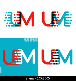 UM letters logo with accent speed red and blue Stock Vector