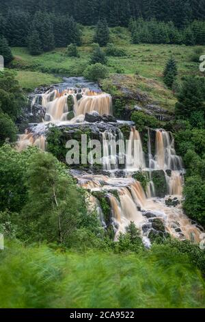 The Loup of Fintry waterfall on the River Endrick, located approximately two miles,Fintry village, near Stirling, Scotland, United Kingdom Stock Photo