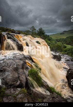 The Loup of Fintry waterfall on the River Endrick, located approximately two miles,Fintry village, near Stirling, Scotland, United Kingdom Stock Photo