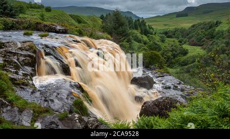 The Loup of Fintry waterfall on the River Endrick, located approximately two miles,Fintry village, near Stirling, Scotland, United Kingdom Stock Photo