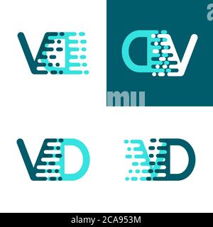 VD letters logo with accent speed soft pink and soft blue Stock Vector ...